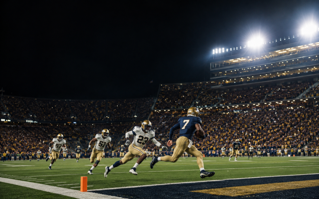 College football game under stadium lights